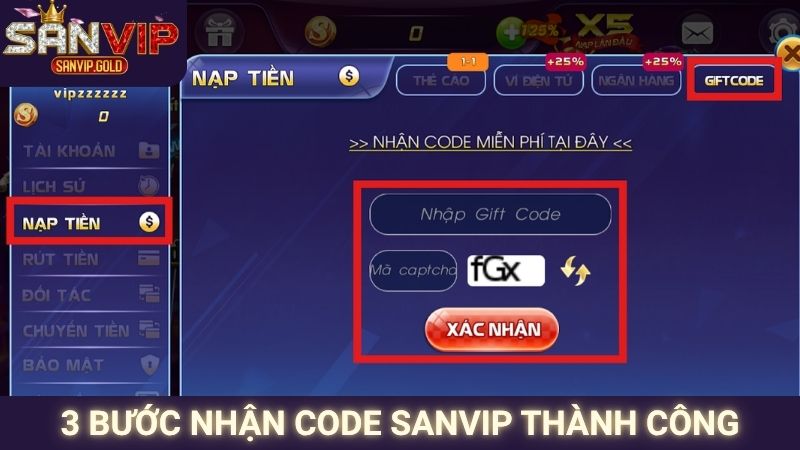 Code SANVIP - Nhận Quà Tặng Xu, Độc Quyền Mỗi Ngày 2 3 bước nhận code SANVIP thành công